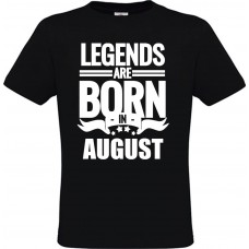 Men’s T-Shirt Black Cotton with Legends Are Born in August Print