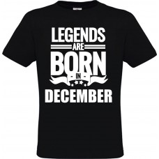 Men’s T-Shirt Black Cotton with Legends Are Born in December Print