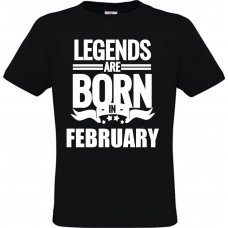 Men’s T-Shirt Black Cotton with Legends Are Born in February Print