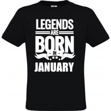 Men’s T-Shirt Black Cotton with Legends Are Born in January Print