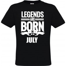 Men’s T-Shirt Black Cotton with Legends Are Born in July Print