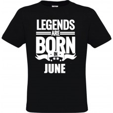  Ανδρικό T-Shirt Μαύρο Βαμβακερό με Στάμπα Legends Are Born In June