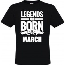  Ανδρικό T-Shirt Μαύρο Βαμβακερό με Στάμπα Legends Are Born In March
