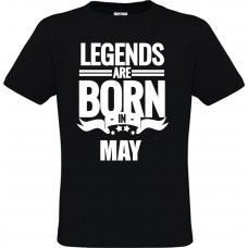  Ανδρικό T-Shirt Μαύρο Βαμβακερό με Στάμπα Legends Are Born In May