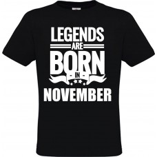  Ανδρικό T-Shirt Μαύρο Βαμβακερό με Στάμπα Legends Are Born In November