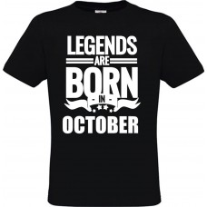  Ανδρικό T-Shirt Μαύρο Βαμβακερό με Στάμπα Legends Are Born In October