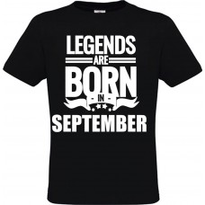 Ανδρικό T-Shirt Μαύρο Βαμβακερό με Στάμπα Legends Are Born In September