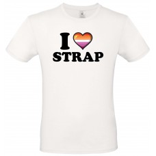 T-Shirt Άσπρο Βαμβακερό με Ψηφιακή Εκτύπωση ''I love strap''