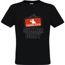 Ανδρικό T-Shirt Μαύρο Βαμβακερό με Στάμπα Summer Body Coming Soon