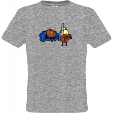Ανδρικό T-Shirt Γκρίζο Βαμβακερό με Στάμπα Πατάτα που Κάνει Στριπτίζ