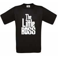 Παιδικό T-Shirt Μαύρο Βαμβακερό με Τύπωμα από Βινύλιο The Little Boss