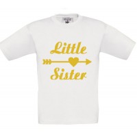 Παιδικό T-Shirt Άσπρο Βαμβακερό με Τύπωμα από Χρυσό Βινύλιο Little Sister