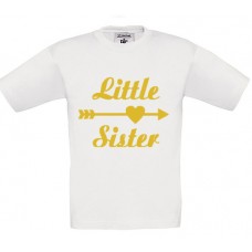 Children's T-Shirt White Cotton with Gold Vinyl Print Little Sister