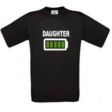 Children's T-Shirt Black Cotton with Daughter and Full Battery Print