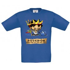 Παιδικό T-Shirt Μπλε Ρουαγιάλ Βαμβακερό με Στάμπα Ποσειδώνας