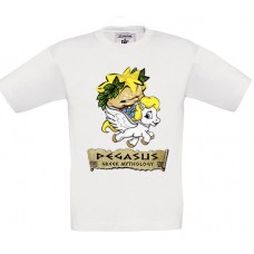 Children's T-Shirt White Cotton with Pegasus Print