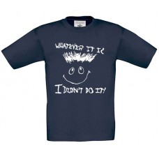 Παιδικό T-Shirt Μπλέ Navy Βαμβακερό με Στάμπα Whatever It Is I Didn't Do It και Πρόσωπο