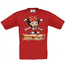 Παιδικό T-Shirt Κόκκινο Βαμβακερό με Στάμπα Πειρατίνα