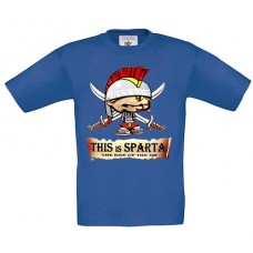 Παιδικό T-Shirt Μπλε Ρουαγιάλ Βαμβακερό με Στάμπα This Is Sparta Cartoon και Σπαθιά