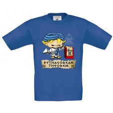 Παιδικό T-Shirt Μπλε Βαμβακερό με Στάμπα Πυθαγόρας