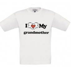 Children's T-Shirt White Cotton with I Love My Grandmother Print