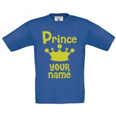 Children’s Custom Cotton T-Shirt with name and Crown in Gold Print