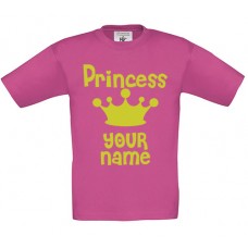 Παιδικό T-Shirt κατά Παραγγελία με Χρυσό Τύπωμα Princess Κορώνα και το Όνομα