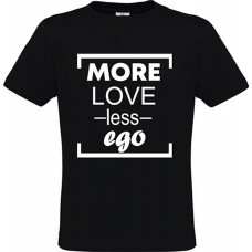 Men's Black Cotton T-Shirt with Print More love less ego