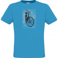 Ανδρικό T-Shirt Ανοιχτό Μπλε Βαμβακερό με στάμπα Ποδήλατο